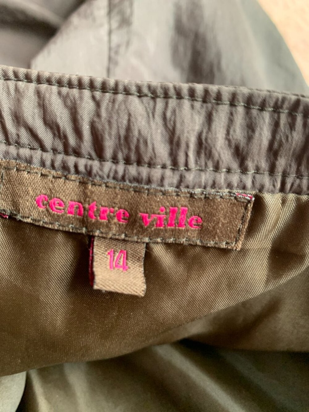 Centre Ville – Brown A-Line Skirt with Contrast Trim & Front Tie Belt | Size 14 - Picture 12 of 16